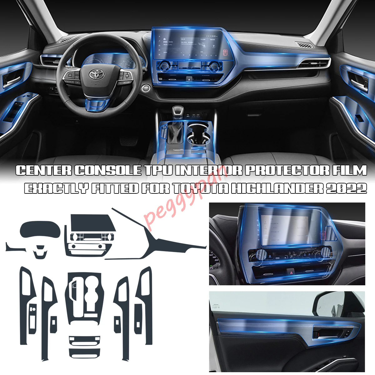 

Precut Interior Center Console Transparent TPU Clear Paint Protective Anti-scratch Repair Film For Toyota Highlander 2022