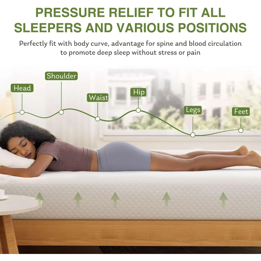 6-inch children's double memory sponge mattress with cooling green tea gel, medium hardness support to relieve pressure 4