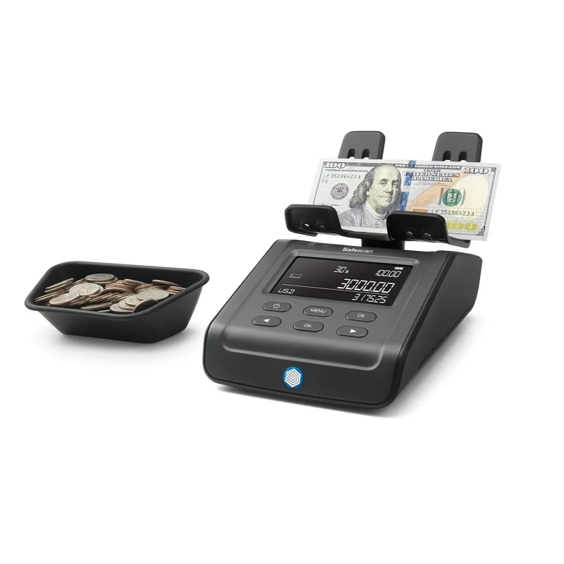 

Safescan 6165 Advanced Money Counting Scale, Counts Bills, Coins, Coin Rolls and Bill Bundles, Multi-Currency, Easy to Update, C