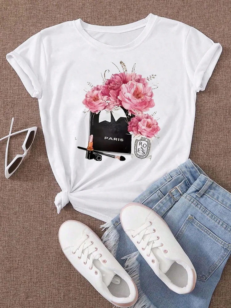 Fashion Floral High Heel Printed T Shirt Women Harajuku Graphic Tees Shirt Casual Women's T-shirt Female Tops Tees 3