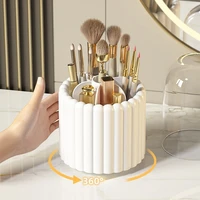 360 Degree Rotating Makeup Brush Organizer with Lid Dustproof Mist Eyebrow Pencil Brush Bucket Dresser 2