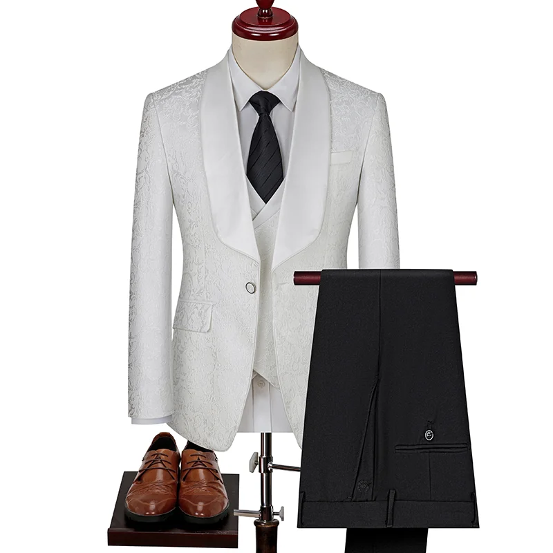 Men Leisure 3 Piece Dress Blazers Jacket Pants Vest Set mens suit