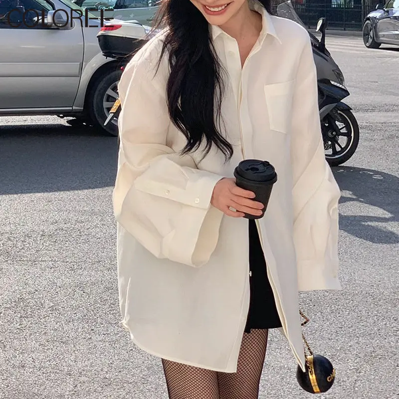 

Oversize Women Tops and Blouses Luxury Designers Clothing 2023 Spring Summer Elegant Long Sleeve Loose Casual White Shirts