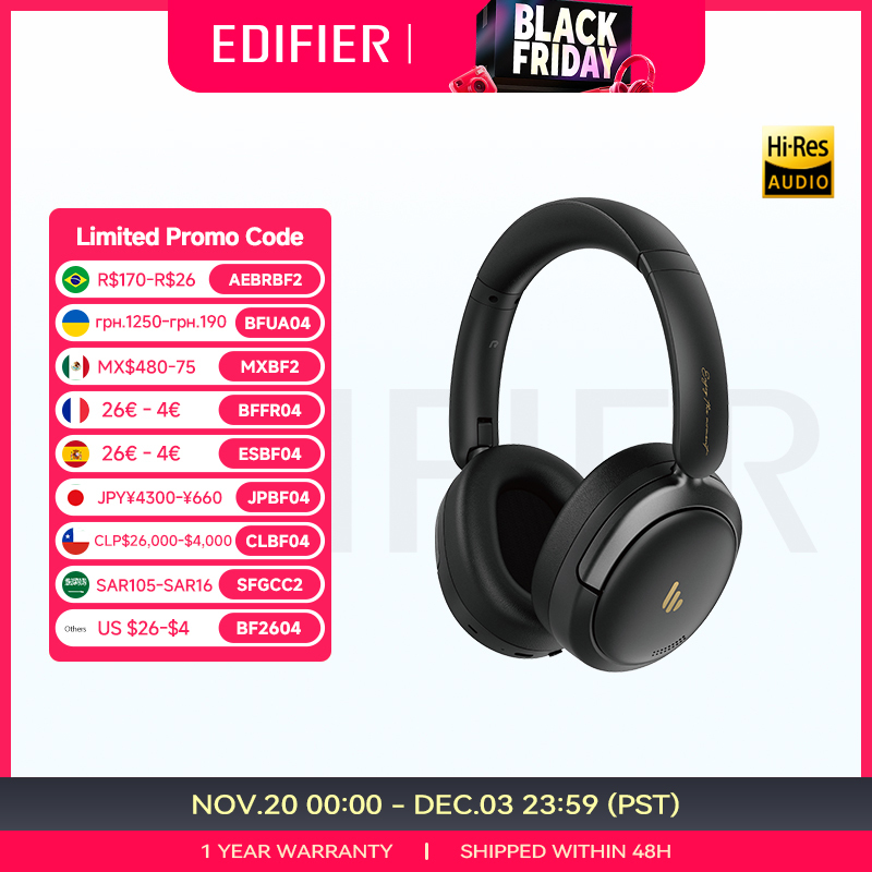 Edifier Atom Max Wireless Headphones Active Noise Cancelling Bluetooth V5.4 Headphones Hi-Res Audio Over-Ear Headset