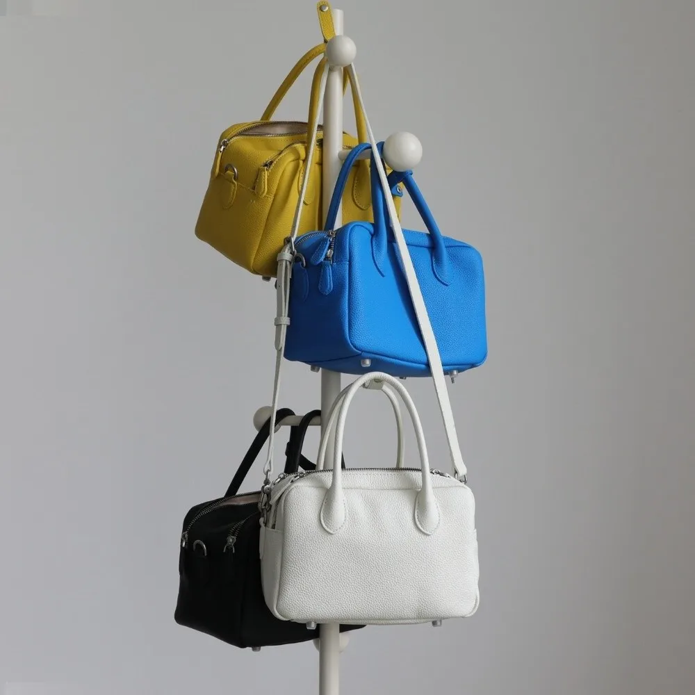 Litchi Texture Large Capacity PU Leather Women's Shoulder Bag - Bright Color Waterproof Design
