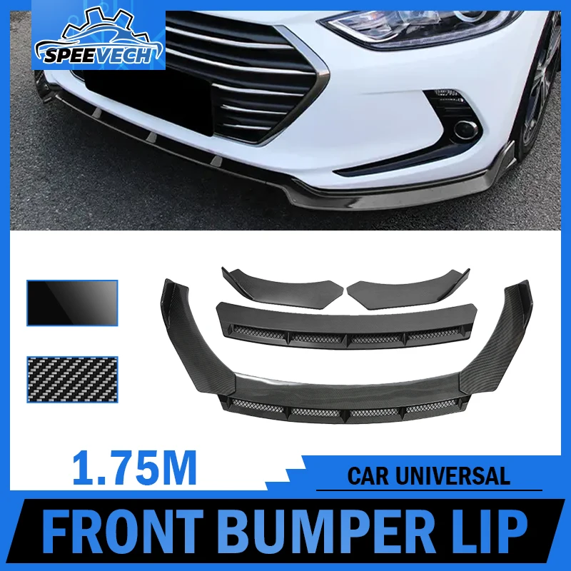 

High Quality Universal 3PCS Car Front Bumper Splitter Lip Grid Track Front Shovel Spoiler For BMW For Cadillac For Volkswagen