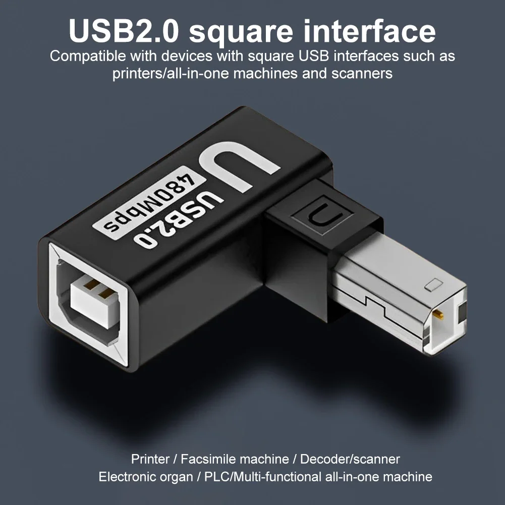 엘보우 USB2.0 프린터 어댑터 USB 타입 B 남성-여성 프린터, 하드 드라이브, 베이스, 팩스기, 스캐너용 USB 2.0 프린터 어댑터
