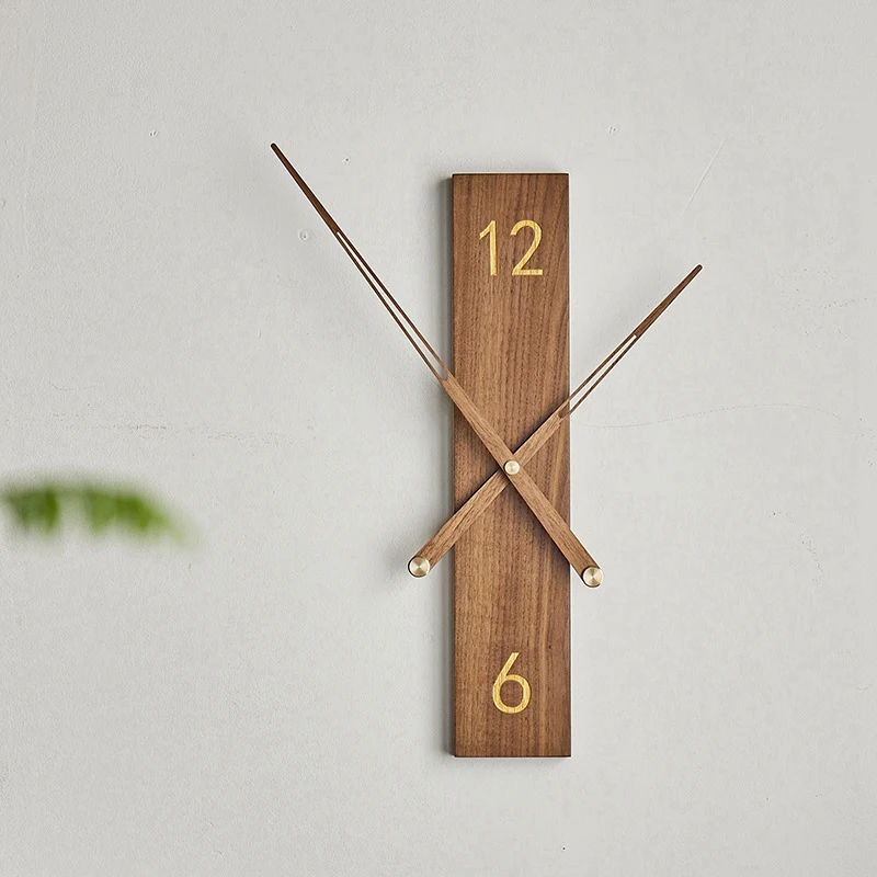 

Wooden Pointer Living Room Decoration Wall Clocks Creative Wooden Clock Silent Movement Brief Style Silent Household