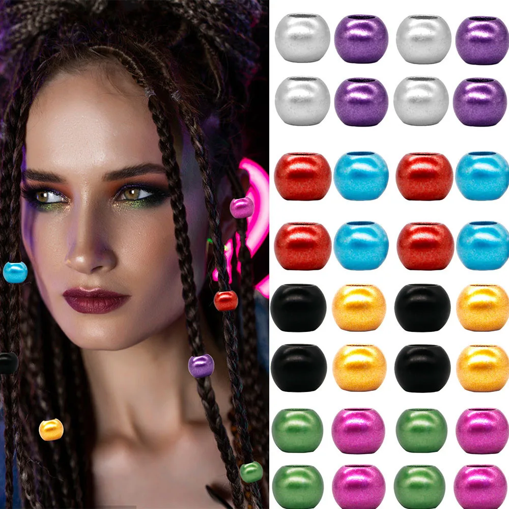 50pcsbagMulticolorHairBeadsMixedColorsAcrylicPlasticPonyBeads