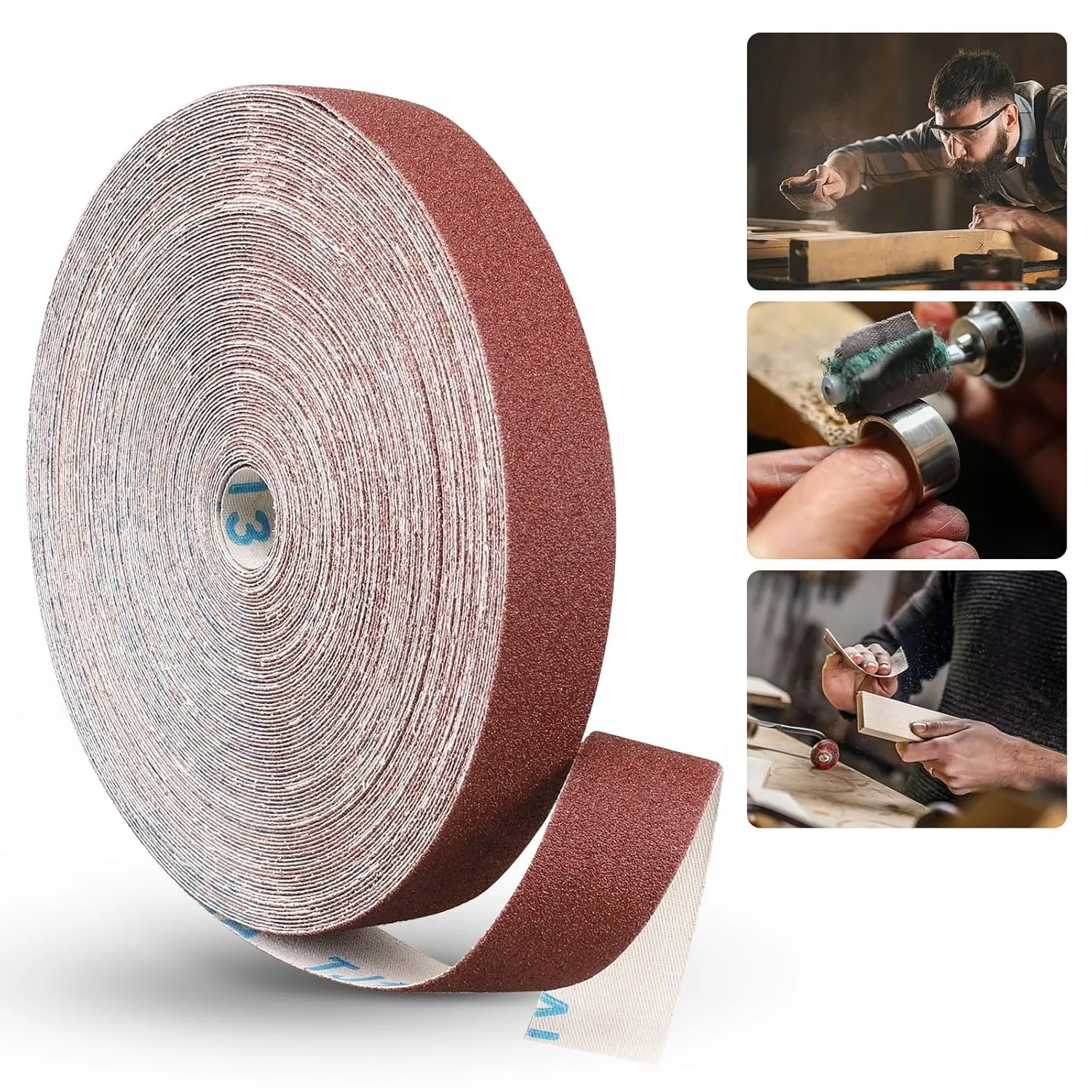 גלילי בד אמרי בגודל 1 אינץ', נייר שמירה רציף (2 מטר / 5 מטר) מתאים לשחזור עץ, פוליש מתכת, פרטי רכב