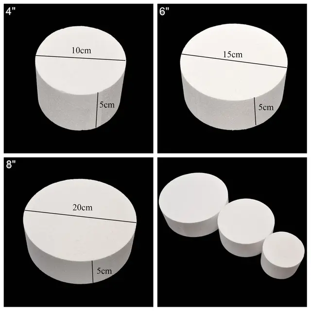 Practice Model Heart Round Shape Cake Foam Mold Sugarcraft Dummy Party Polystyrene Styrofoam Kitchen Accessories 4/6/8/10 inch 6