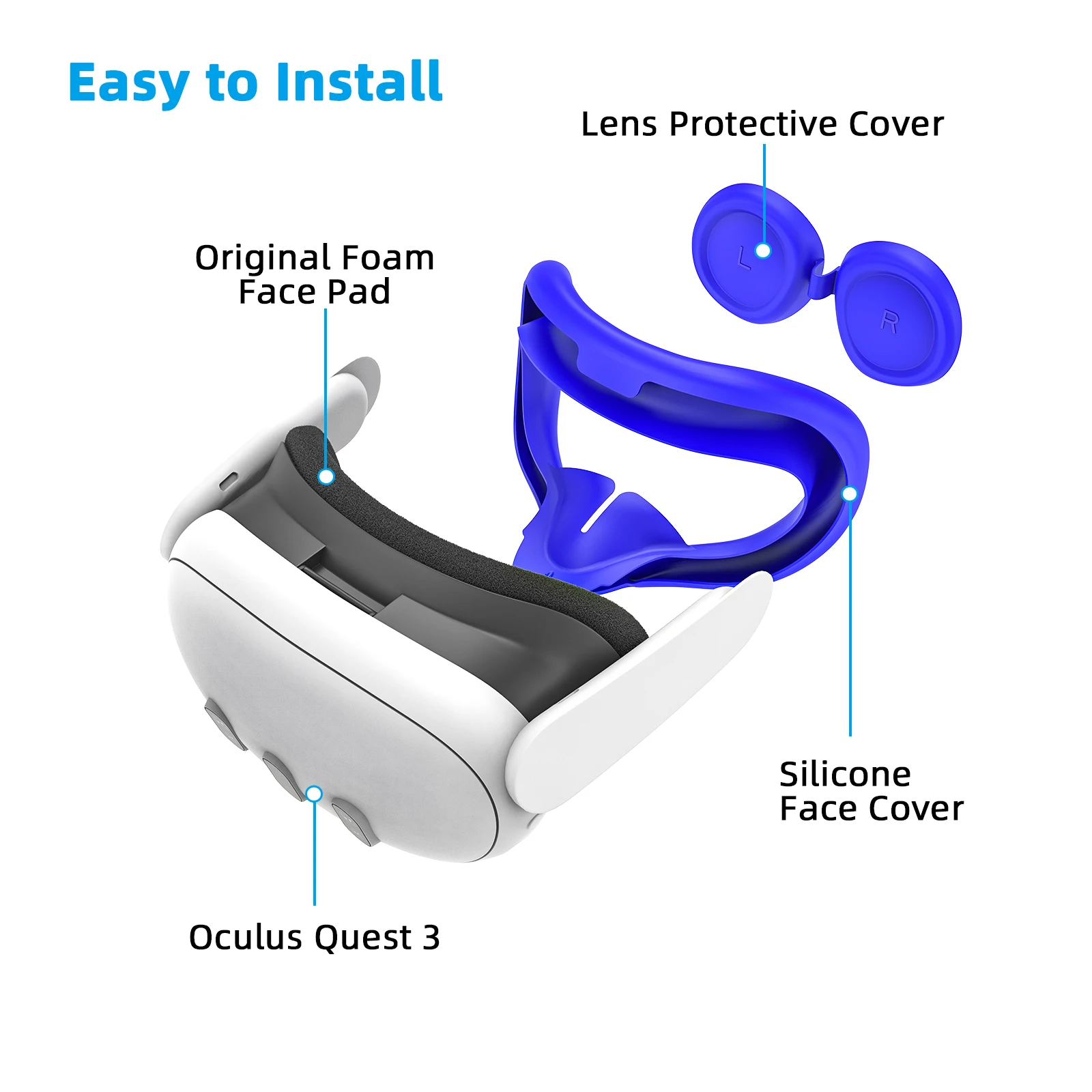 Silicone Protective Cover Shell Case For Meta Quest 3 VR Headset