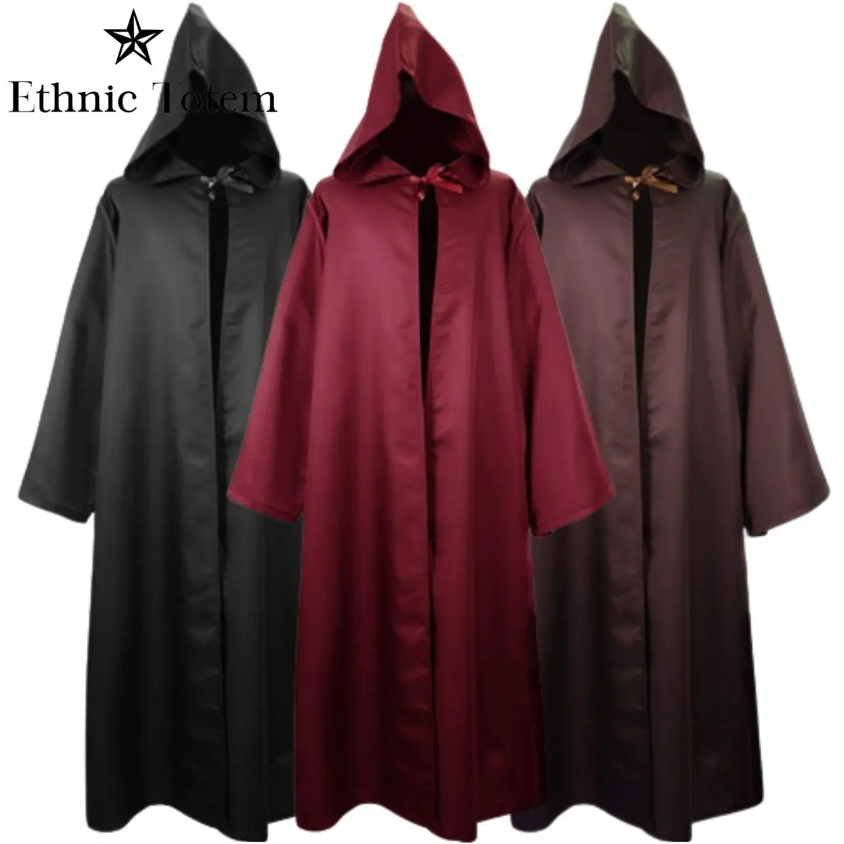 

Halloween Monks Cloak Adult Wizard Cosplay Costume for Men Medieval Hooded Jedi Robe Cloak Cape Knight Retro Devil Maxi Cloak