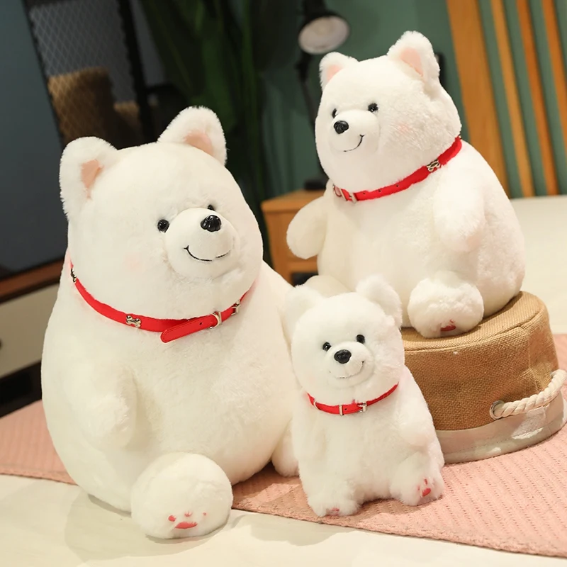 

Lifelike Samoyed Husky Plush Toy Cute Stuffed Animal Chubby White Dog Baby Appease Dolls Kawaii Room Decor for Girls Kids Gifts