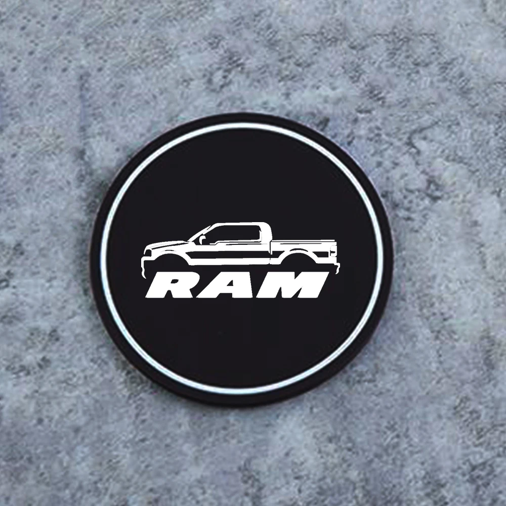 Car Coaster Pads 2Pcs Car Coasters Water Cup Slots Non-Slip Mat Waterproof Water Cup Mat Drink Pad For Dodge Ram 1500 2500 3500 Car Accessories cup holder coasters,car coaster pads