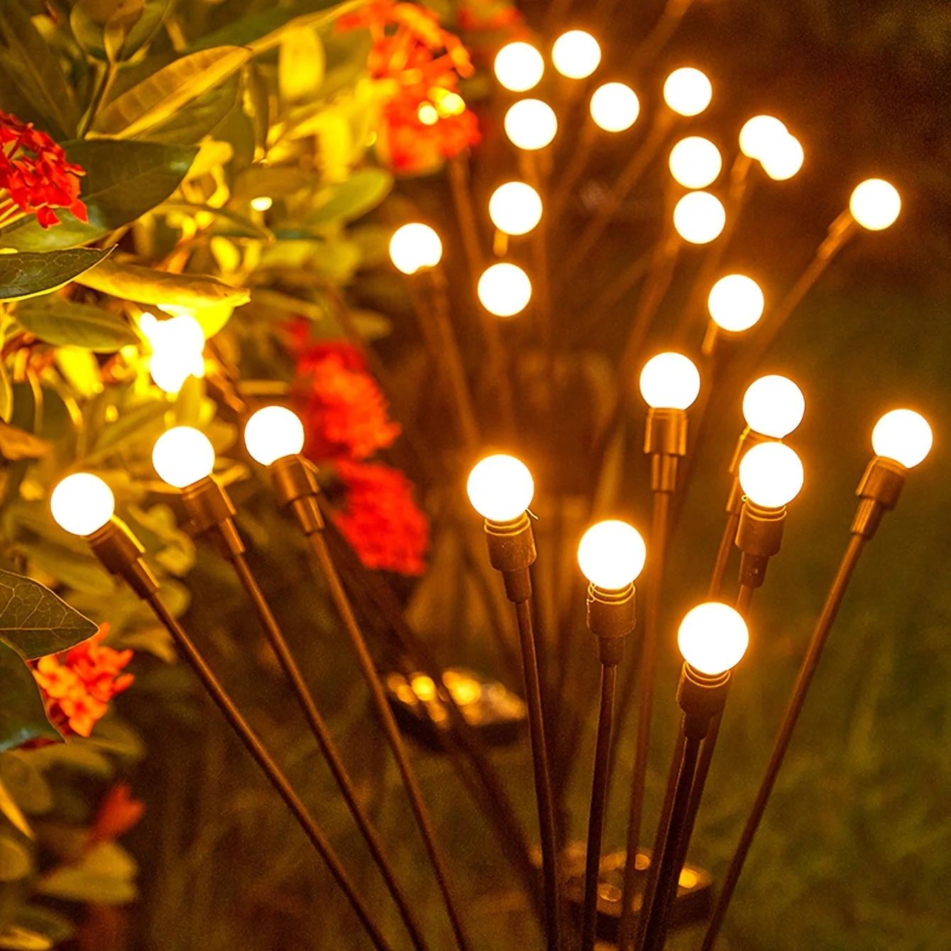 Solar Lights 1pc Waterproof For Outdoor Decorative Path Landscape Starburst Swaying Garden Lights with Starburst Design