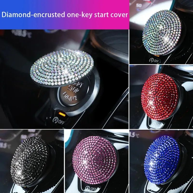 

Bling Car Engine Start Button Cover Crystal Diamond Push Ignition Button Ring Protective Switch Auto Anti Scratch Decorative
