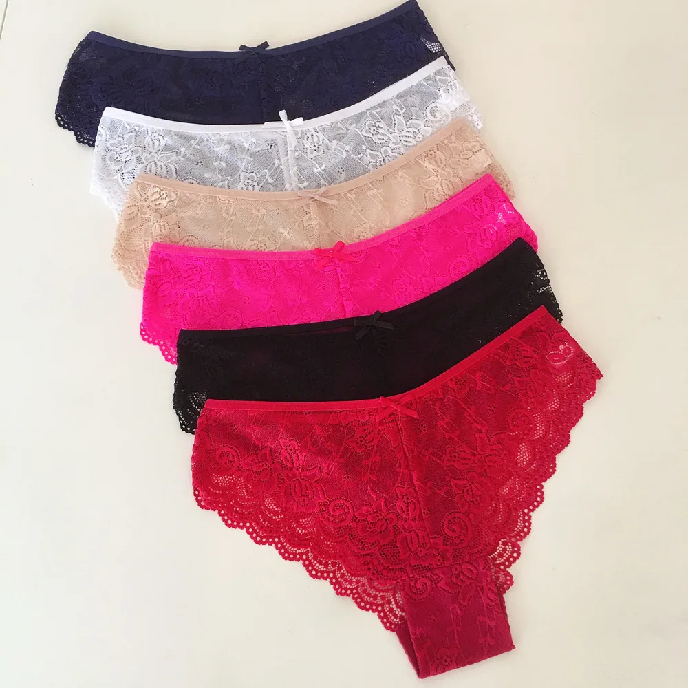 3 kusy v balení Dámské krajkové kalhotky Sexy spodní prádlo Dámské spodní prádlo Slipy Průhledné Culotte Kalhotky Jednobarevné_voghion.com