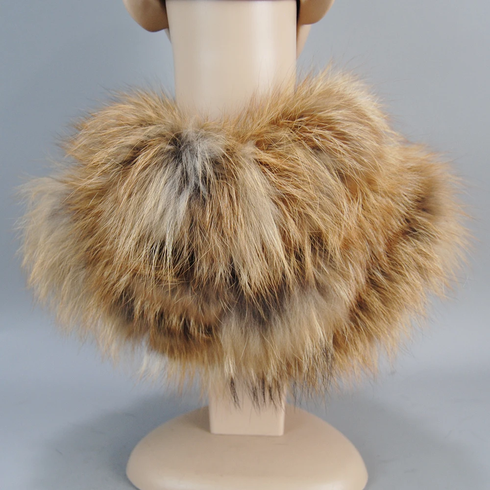 Hot Sale Women Winter Warm Ring Raccoon Fur Scarves Neck Warmer Natural Fur Mufflers Luxury Women Real Fox Scarf Headbands