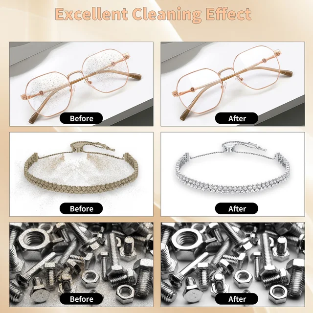 เครื่องทําความสะอาดอัลตราโซนิก 40kHz, ถังอัลตราโซนิก 2 ลิตร, เครื่องทําความสะอาดเครื่องประดับ, แว่นตา, เหรียญ, นาฬิกา, ตัวกรองเครื่องกาแฟ, โซ่จักรยาน, ชิ้นส่วนขนาดเล็ก ฯลฯ 6