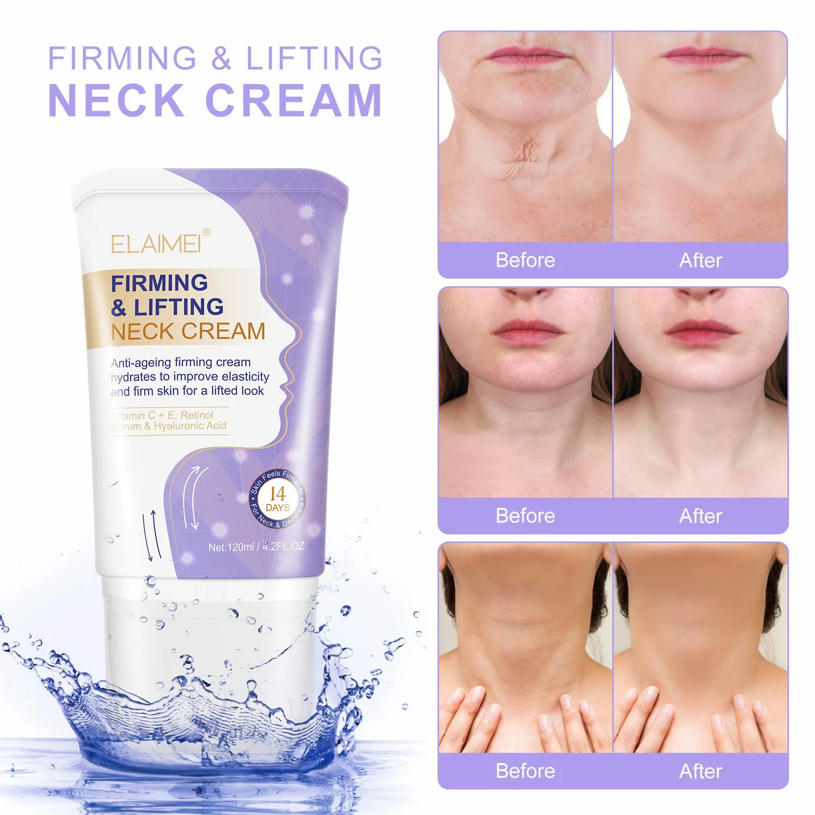 

120ml Neck Massage Cream Fade Fine Lines Moisturizing Whitening Brightening Lifting Firming Anti Aging Anti Wrinkle Neck Care