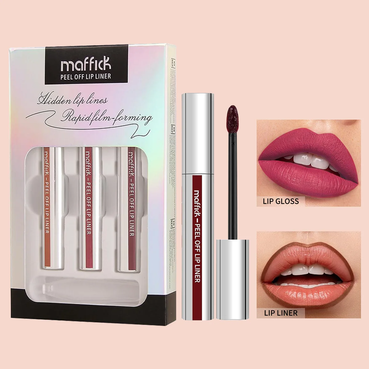 3PCS Lip Stain Liner, Long Lasting lip liner peel off stain,Natural Peel Off Lip Stain,Matte Tattoo Lip Liner Stain Peel Off 2