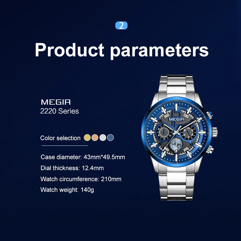 MEGIR Mens Watches Top Brand Luxury Waterproof Watch Men Fashion Casual Chronograph Military Quartz Wristwatch Relogio Masculino