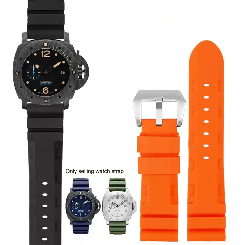 Premium Silicone Rubber Watch Band in Black, Blue, Orange & Army Green - 22mm & 24mm
