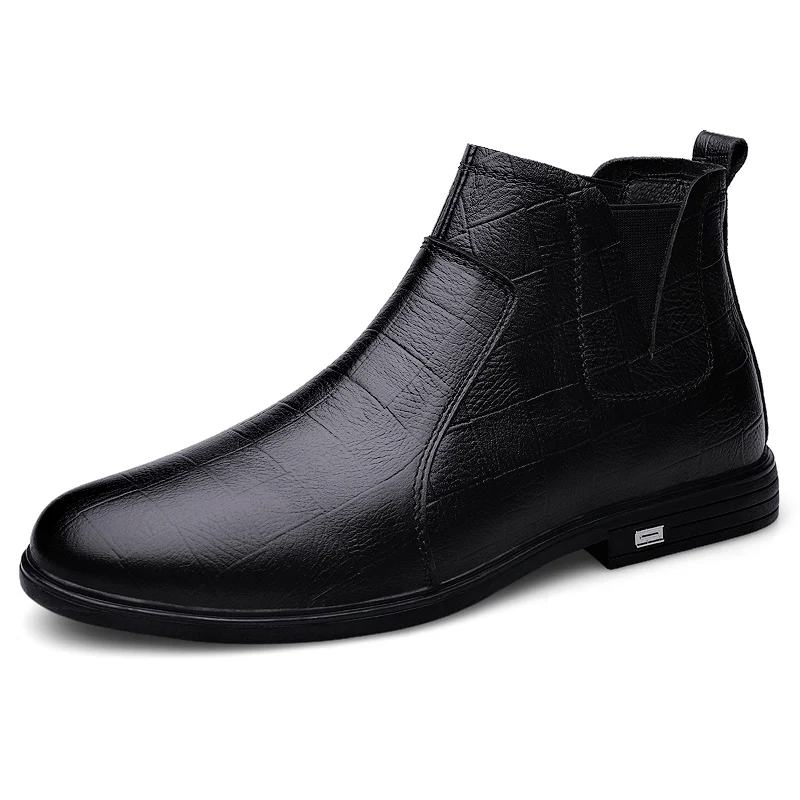 

Men Genuine Leather Boots Fur Winter Men Fashion Ankle Boots Business Casual Man Snow Boots Work Shoes Mens Boots Chelsea Shoes