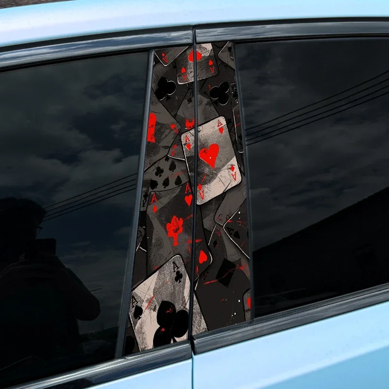 1 pz/2 pz Poker Adesivi Per Auto Divertente FAI DA TE Auto B-pilar Impermeabile Protezione Solare Decorazione Della Copertura Graffi Carta Da Gioco Decalcomanie Del Vinile - immagine 5