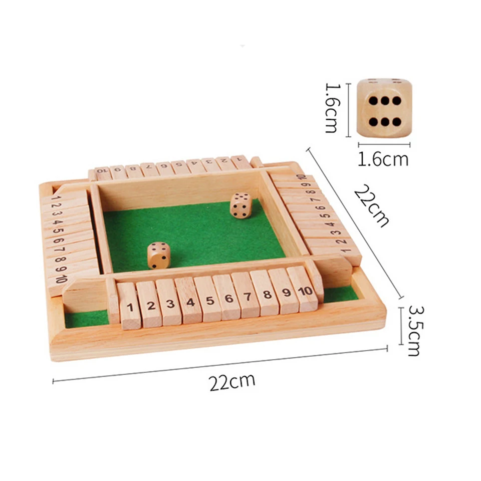 Shut The Box Game, Juego De Dados De Madera Para 4 Jugadores, Perfecto Para Fiestas Y Reuniones. Mejora Las Habilidades De Matemáticas Y Toma De Decisiones Mientras Proporciona Entretenimiento Sin Fin