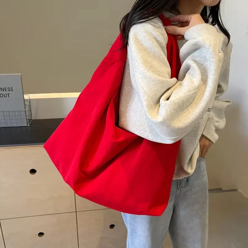 Casual Large Capacity Retro Fold Drawstring Retro Versatile Commuting Crossbody Bags Sewing String Shoulder Bag shoulder bag