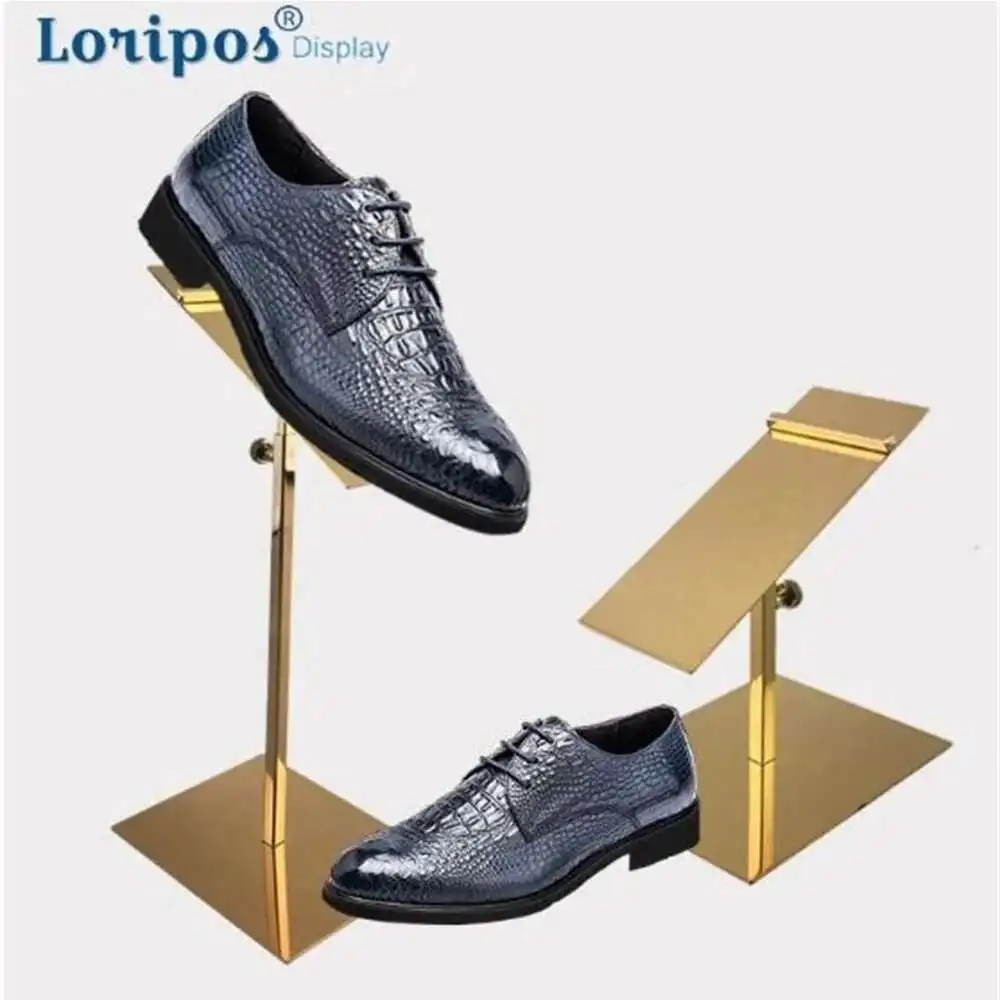 1pcs Fashion Gold Stainless Steel Shoe Tree Showing Shelf Holder Matel Adjustable Shoes Display Stand Rack 3