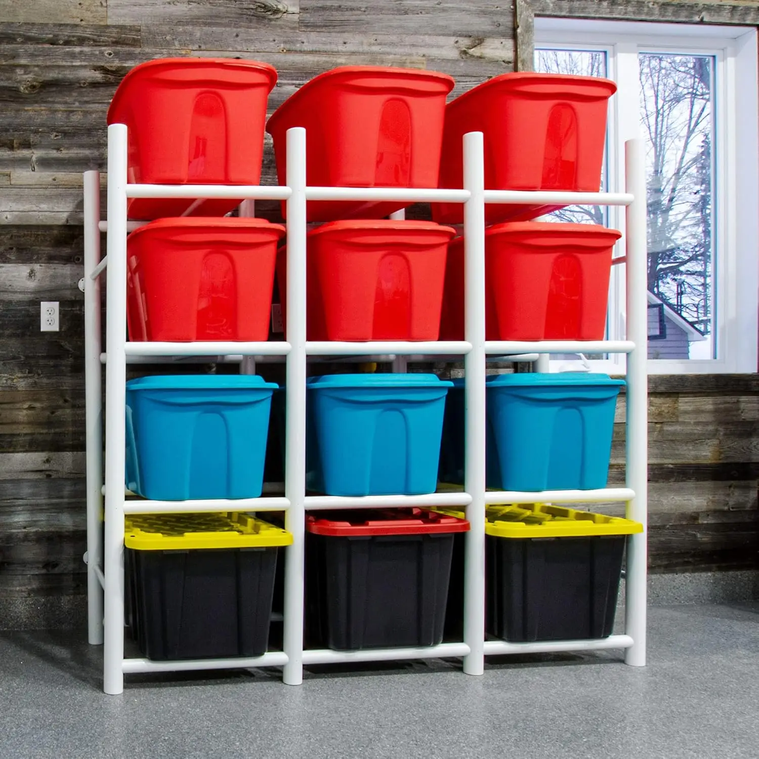Bin Warehouse Rack - 12 Totes Ideal Storage for Garages Basements Storage Rooms Dormitories Walk-in Closets and More 2