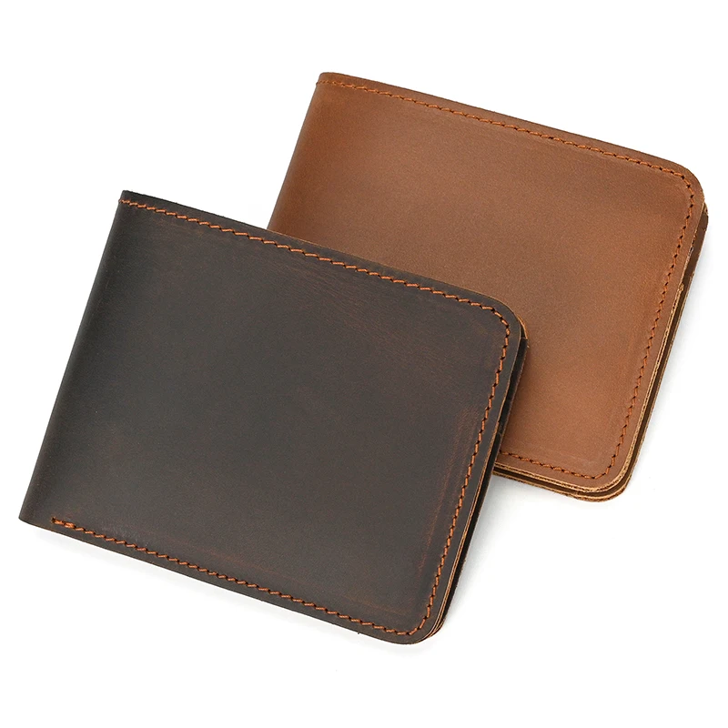 Portamonete da viaggio di alta qualità Portafoglio da viaggio in vera pelle da uomo Porta carte da donna Borsa corta da uomo moda retrò Portafoglio retrò da uomo - immagine 2