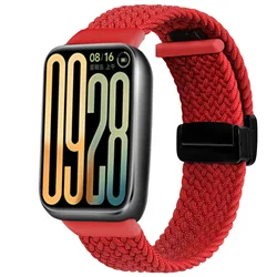 Nylon Braided Magnetic Buckle Strap - Breathable & Adjustable Wristband for Redmi Watch 6 - 5 - 4 (3 Red)