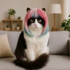 Universal Long Hair Dog Cat Costume Wig Dream Look Funny Cats Cosplay Wig Colorful Blue Pink Wig Costume Party
