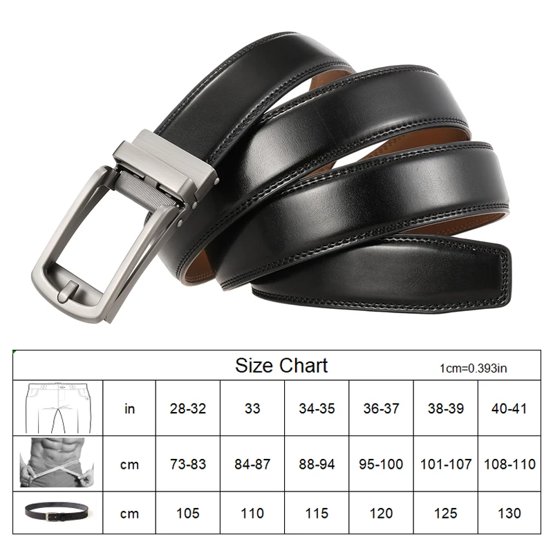 Leather belt mens belt toothless automatic buckle belt Men's Genuine Leather Belt Hard Alloy Automatic Buckle Natural Cowhide 31mm Business Belt For Male Suit Non-porous Girdle