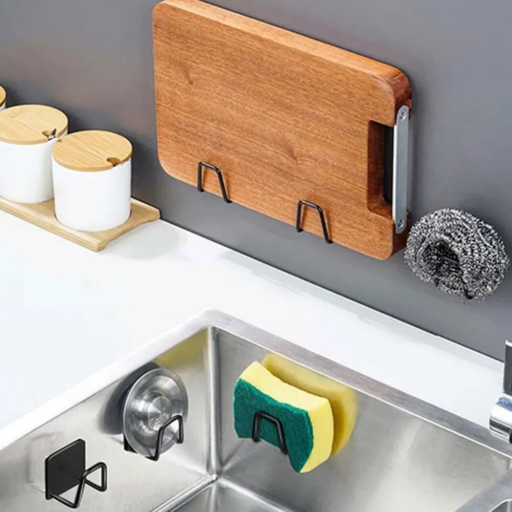Description Picture 6 of item2/4/6 Pcs Hook Accessories Kitchen Storage & Organization Organizer Sponge Holder Stainless Steel Bracket Wall Shelf Bathroom