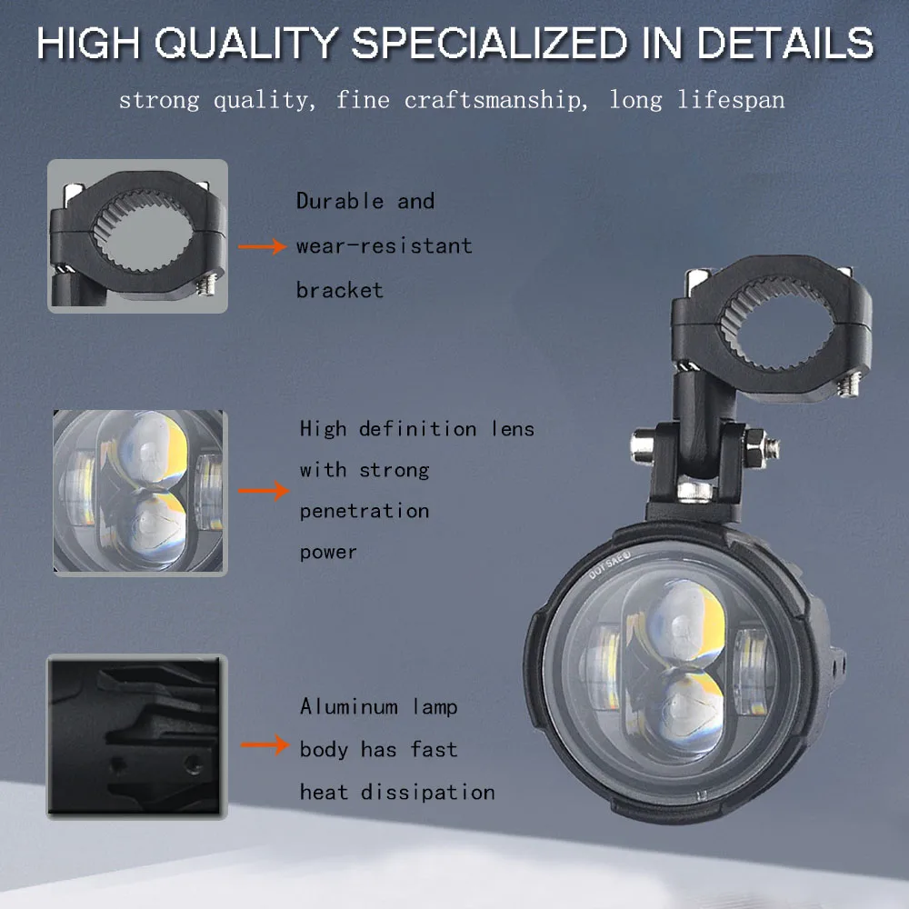 Motorcycle Fog Lights Led Auxiliary Driving Lamp Moto Headlight Spotlights 100W