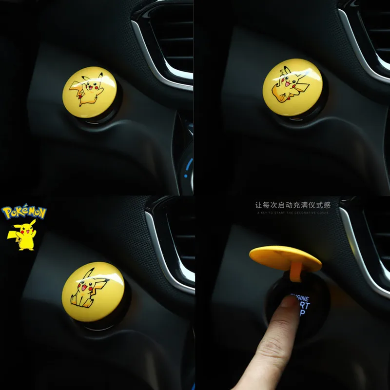 Anime Figure Pokemon Car Engine Accensione Start Switch Button Cover Cartoon Pikachu Start Ring Button Giocattoli Decorativi Regali