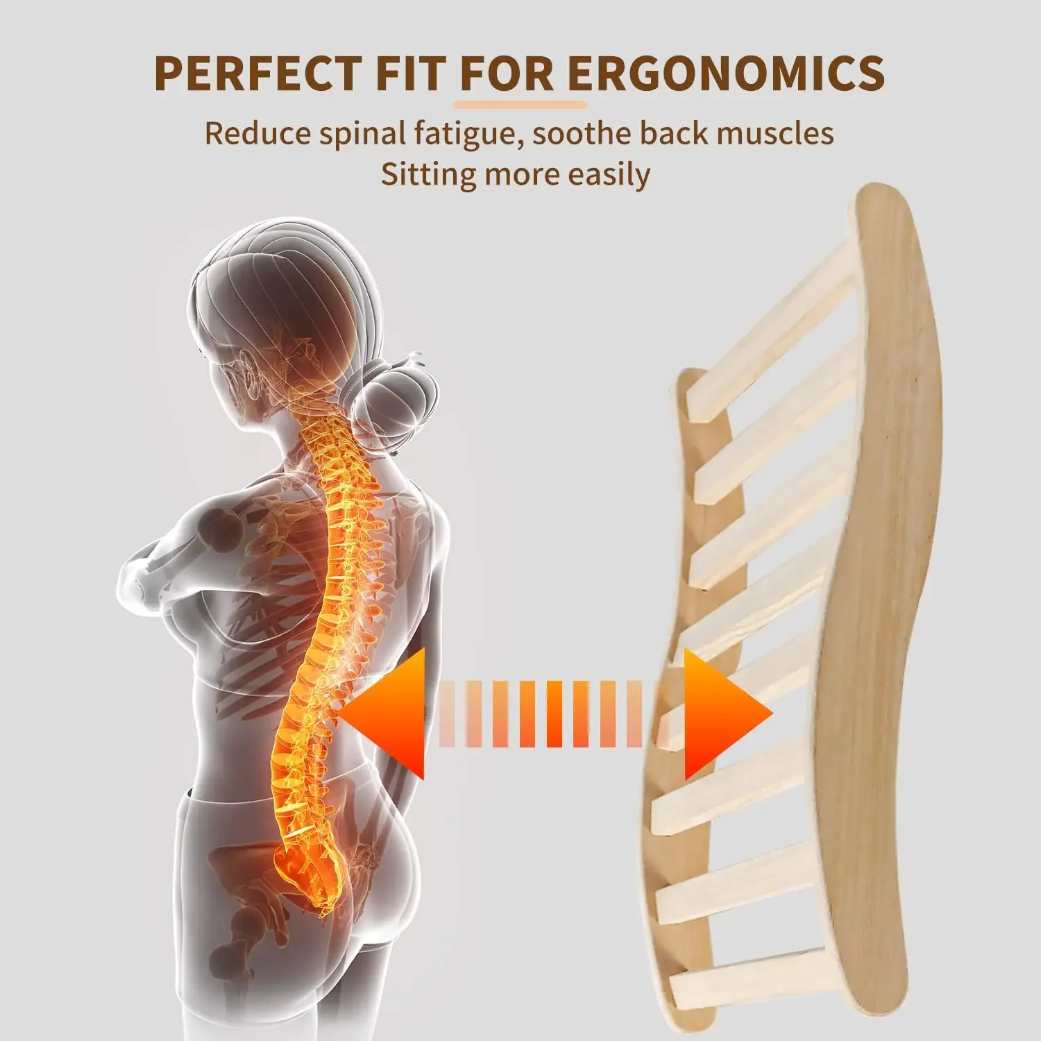 Sauna Backrest,S-Shape Canadian Natural Wood Hemlock Sauna Chair with Back, Non-Toxic Sauna Accessories Bench 5