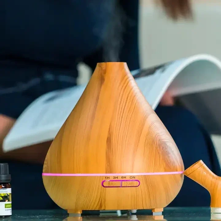 아로마테라피 디퓨저 400ml 초음파 분무기 오일 조용한 아로마 가습기 방 사무실용 향수 다채로운 7 LED 조명
