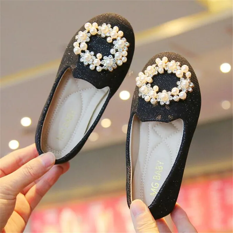 Girls Leather Wedding Shoe Fashion Children Soft Flats Sequins Kids Casual Shoe 5