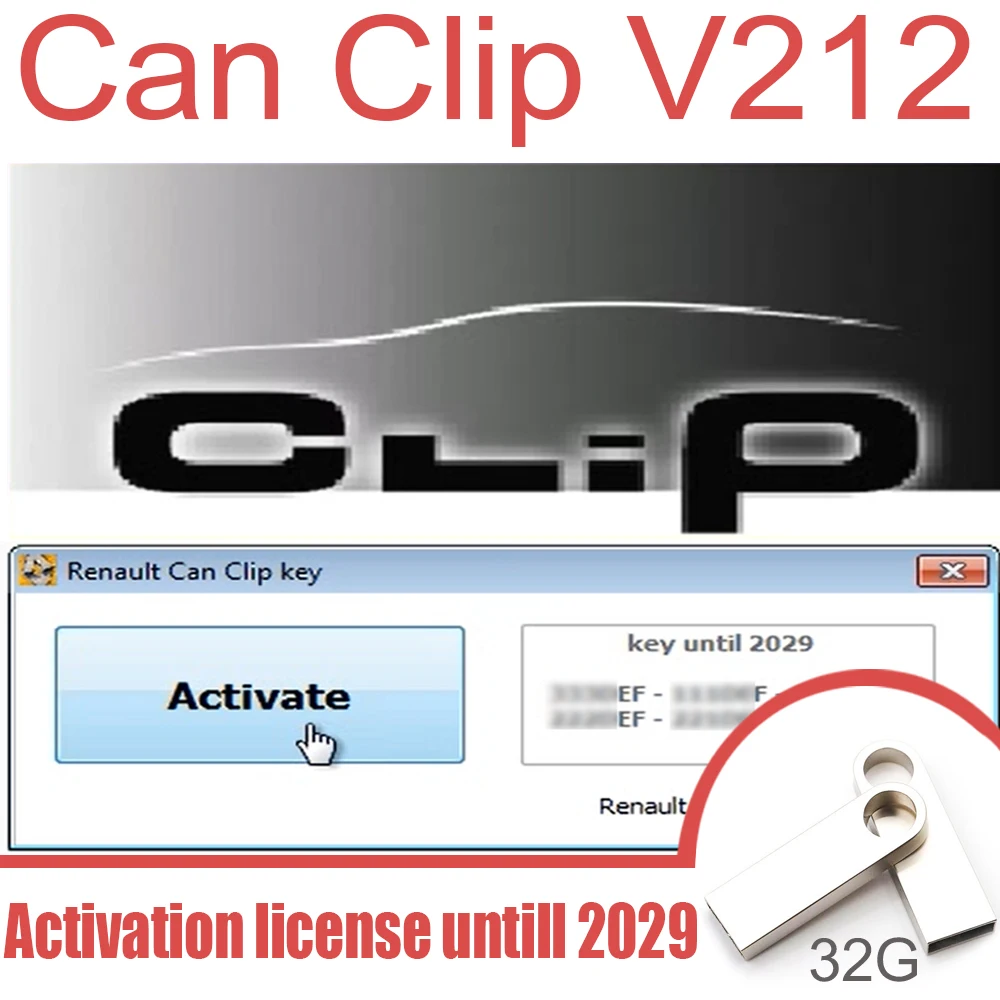 Can Clip V212 con keygen hasta 2029, Software de coche para Renault