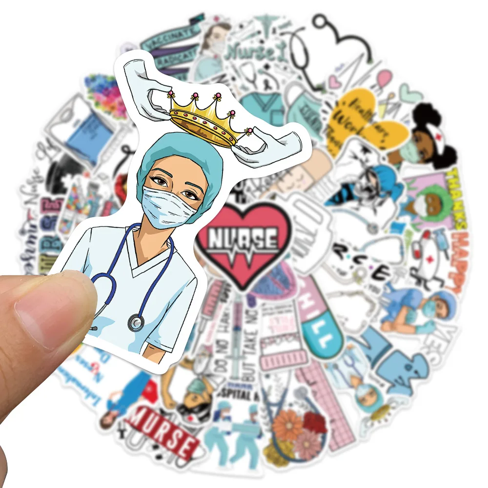 10/50PCS/pack Doctors Nursing Nurse Cute Angel Graffiti Stickers Decals  Leisure Junk Journal Laptop Aesthetic Sticker Kids Girls
