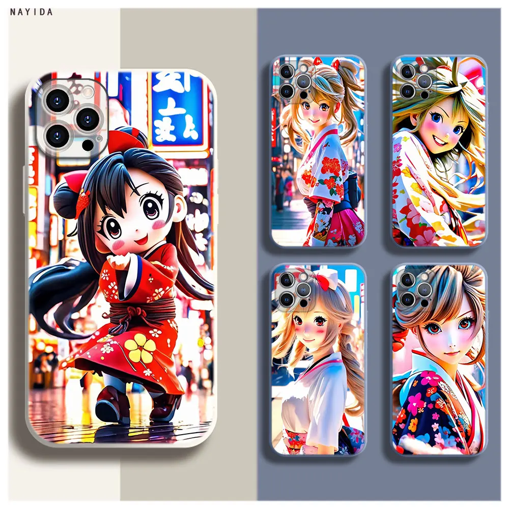 

Phone Case For Iphone 15 14 13 11 12 Mini Pro Max TPU Bag Soft Silicone New Cover Anime girl cartoon japan