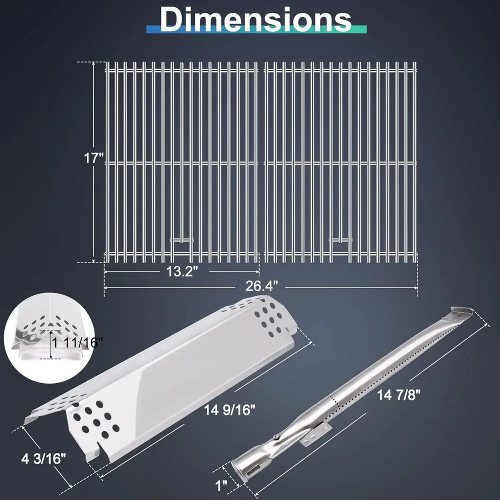 Replacement Parts for 5 Burner 720-0888N & 4 Burner 720-0830H Grills, 17 Cooking Grates, Heat Plates, Tubes