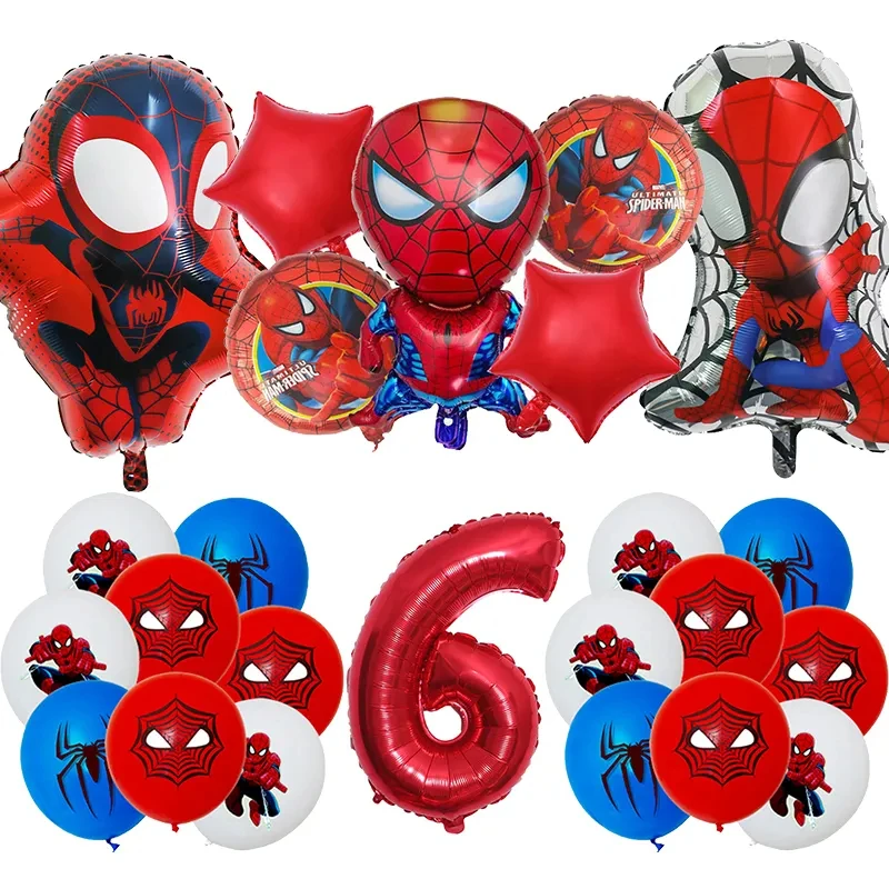 Spiderman Themed Birthday Party Supplies Disposable Meal Banner Tablecloth Children's Birthday Party Aluminum Balloon Decoration