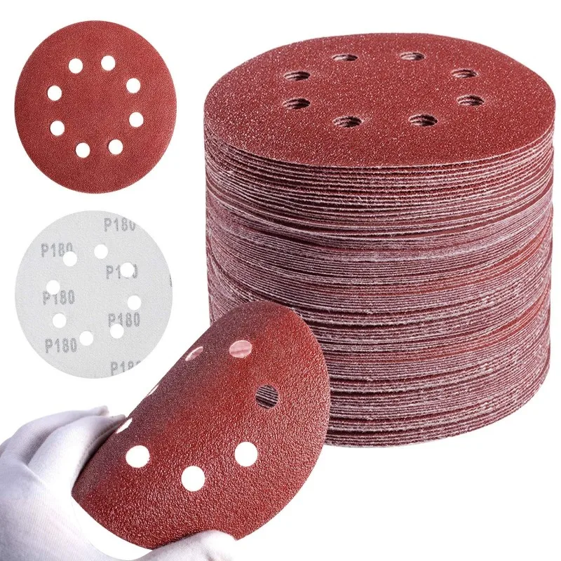 

5Pcs 5 Inch 8 Hole Sanding Discs Hook and Loop Adhesive Sandpaper 125MM For Random Orbital Sander 60-2000 Grits Abrasive Sheets